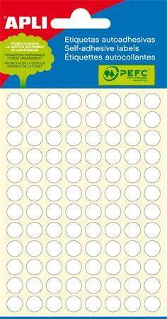 Etikety, bílé, kruhové, průměr 8 mm, 480 etiket/balení, APLI