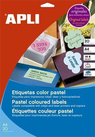 Etiketa, 210 x 297mm, pastelová růžová, 20 ks/bal., APLI