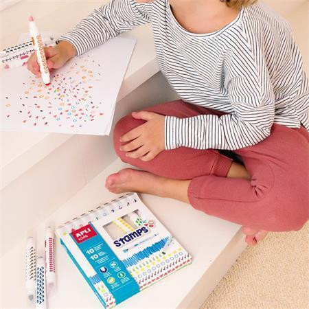 Fixy "Duo Stamps", mix barev a motivů, 10 ks, na razítkování, APLI