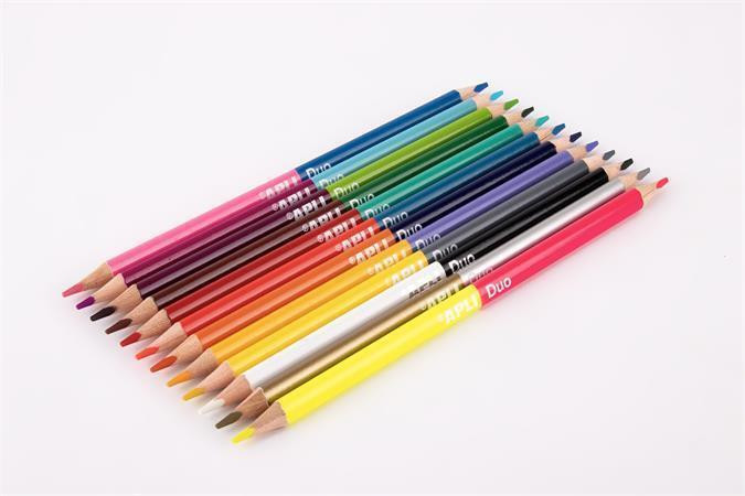 Pastelky "Duo", 24 různých barev, trojhranné, oboustranné, APLI 20082