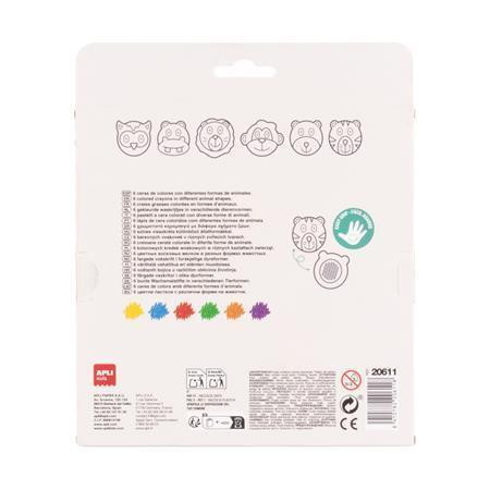 Voskovky "Paint & fun", 6 barev, ve tvaru zvířátek, APLI Kids 20611
