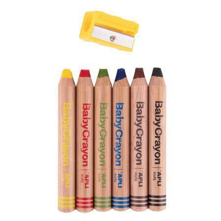 Barevné pastelky "Baby Crayon", 6 barev, maxi, 3v1, s ořezávátkem, APLI 20635