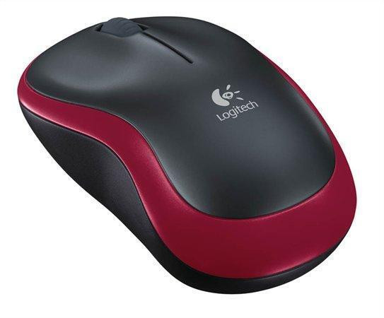 Myš "M185", červená, bezdrátová, optická, standardní velikost, LOGITECH
