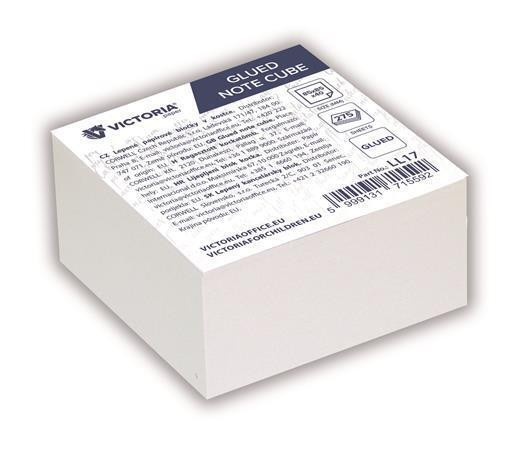 Papírové bločky v kostce, 85 x 85 x 40 mm, 275 listů, VICTORIA OFFICE