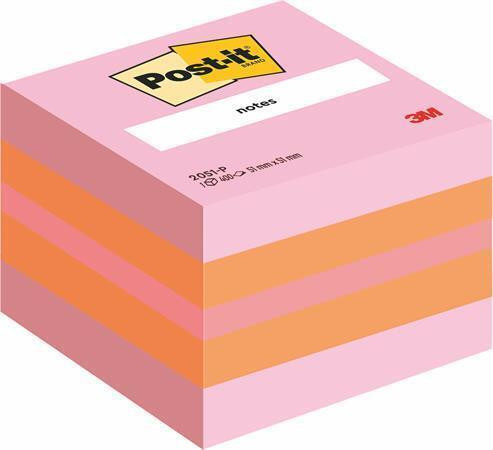 Samolepicí bloček, mix barev oranžová-růžová, 51 x 51 mm, 400 listů, 3M POSTIT 7100172395