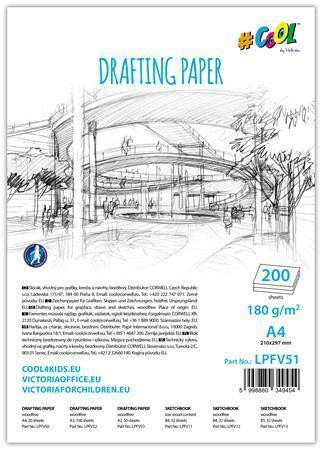 Papír na technické výkresy, čtvrtky, A4, 200 listů, VICTORIA