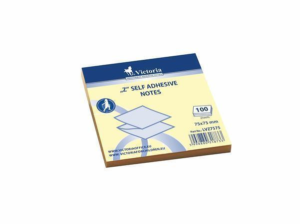 Samolepicí bloček "Z", žlutá, 75 x 75 mm, 100 listů, VICTORIA