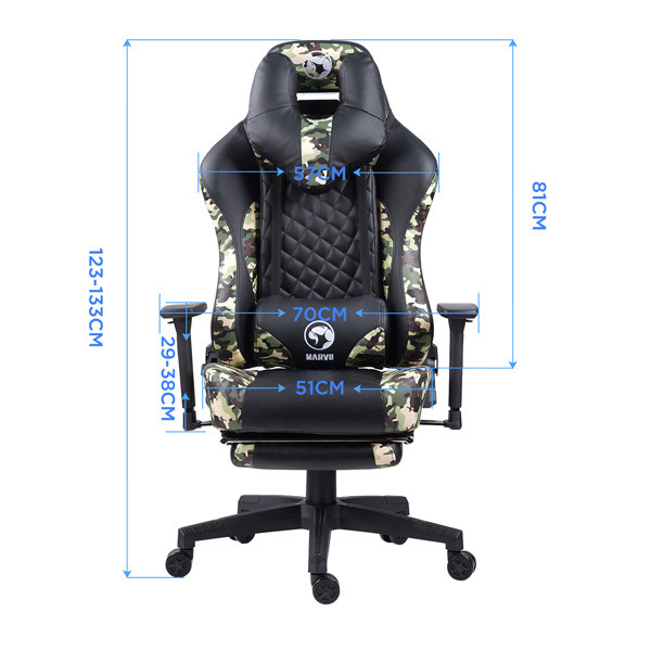 Herní židle Marvo CH-134, černá, odnímatelné polštářky, polohovatelné