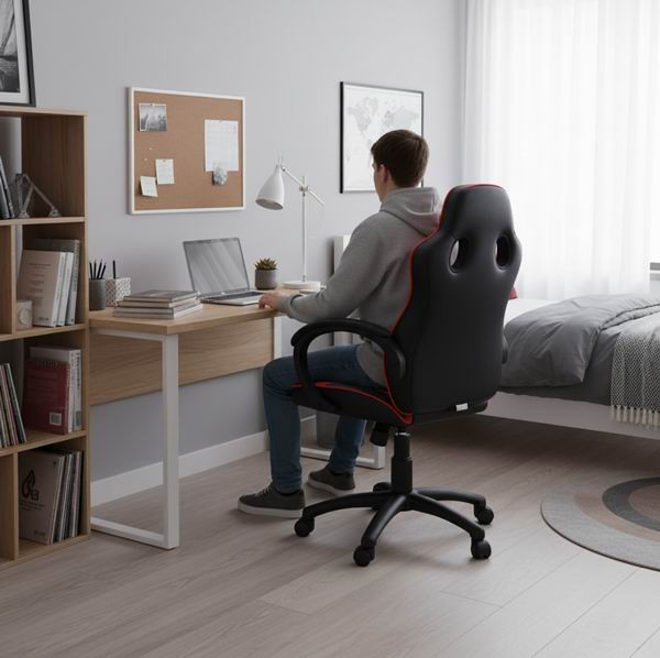 Studentská herní židle Red Fighter C6, černo-červená