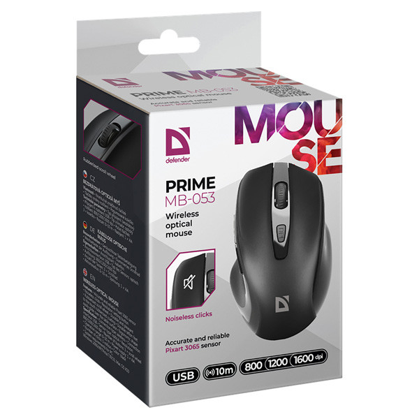 Defender PRIME MB-053 Myš bezdrátová, černá, 1600DPI