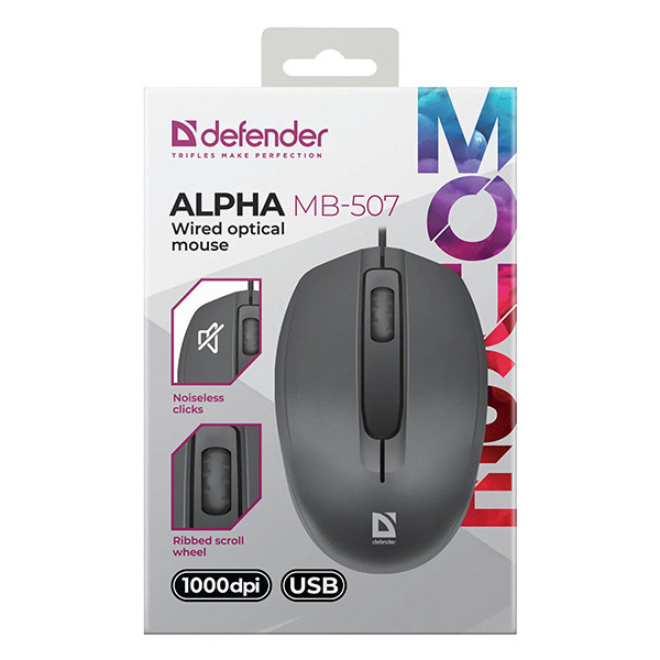 Defender Alpha MB-507 Myš drátová, černá, 1000DPI