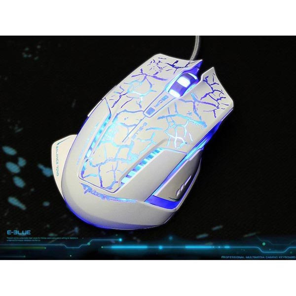 E-blue Mazer Pro Myš drátová, bílo-modrá, 2500DPI, e-box