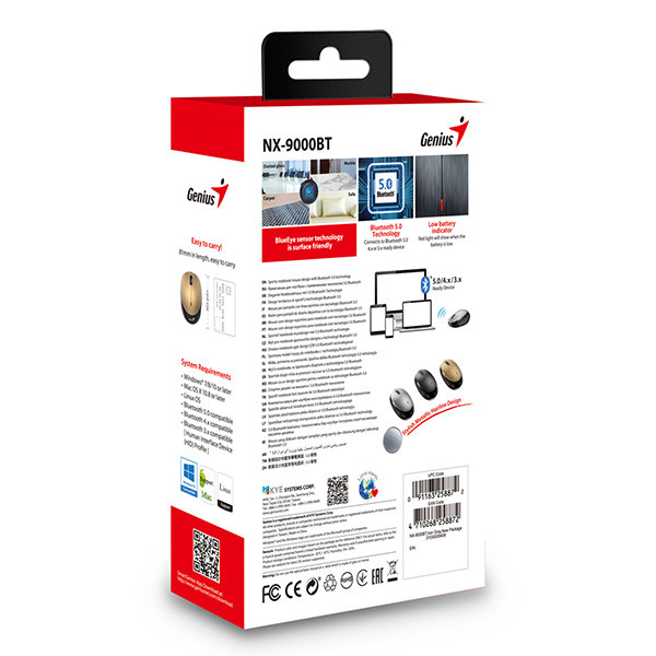 Genius NX-9000BT Myš drátová, zlatá, 1200DPI, DOPRODEJ