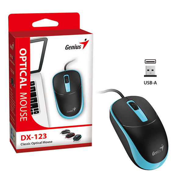 Genius DX-123 Myš drátová, černo-modrá, 1200DPI