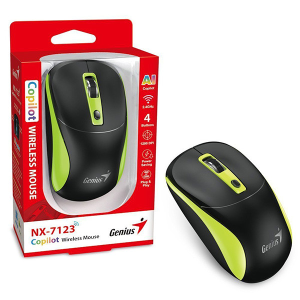 Genius NX-7123 Myš bezdrátová, černo-zelená, 1200DPI