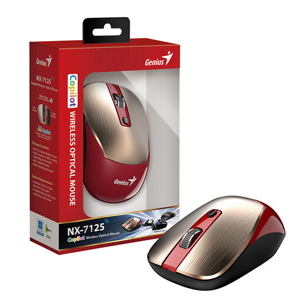 Genius NX-7125 Myš bezdrátová, červeno-zlatá, 1200DPI