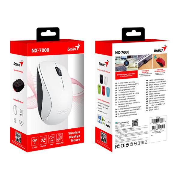 Genius NX-7000 Myš bezdrátová, bílá, 1200DPI