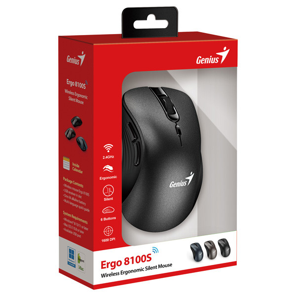 Genius Ergo 8100S Myš bezdrátová, černá, 1600DPI