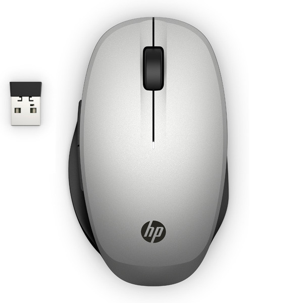 HP 300 Dual Mode Myš bezdrátová, stříbrno-černá, 3600DPI