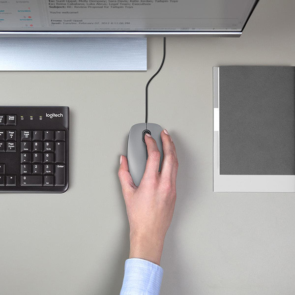 Logitech M110 Silent Myš drátová, šedá, 1000DPI