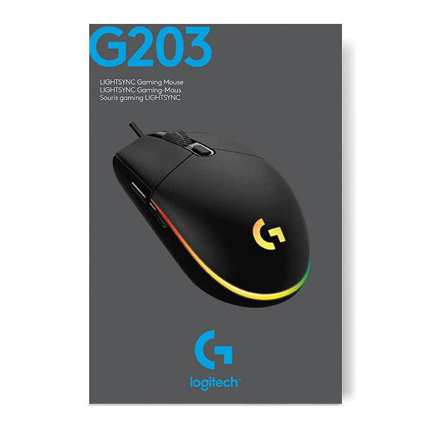 Logitech G203 Lightsync Myš drátová, černá, 8000DPI