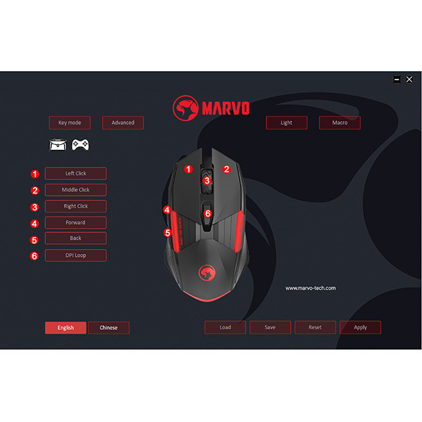 Marvo M291 Myš drátová, černá, 6400DPI