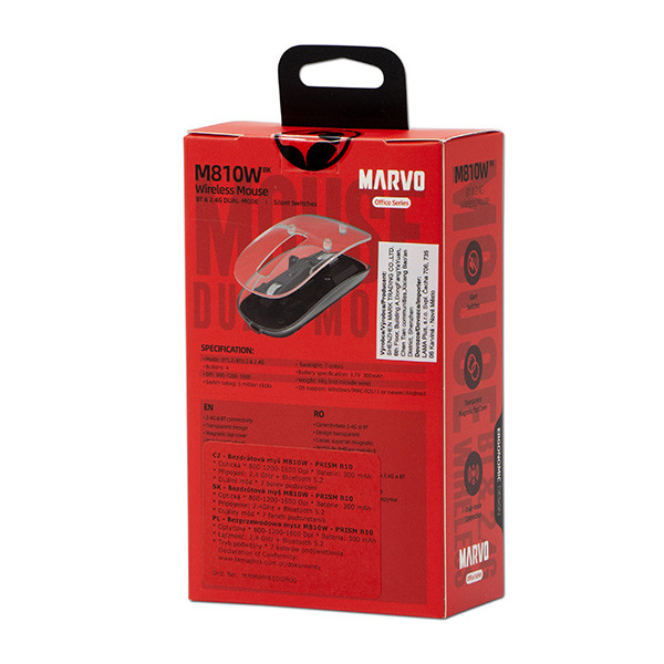 Marvo PRISM B10  Black Myš bezdrátová, černá, 1600DPI