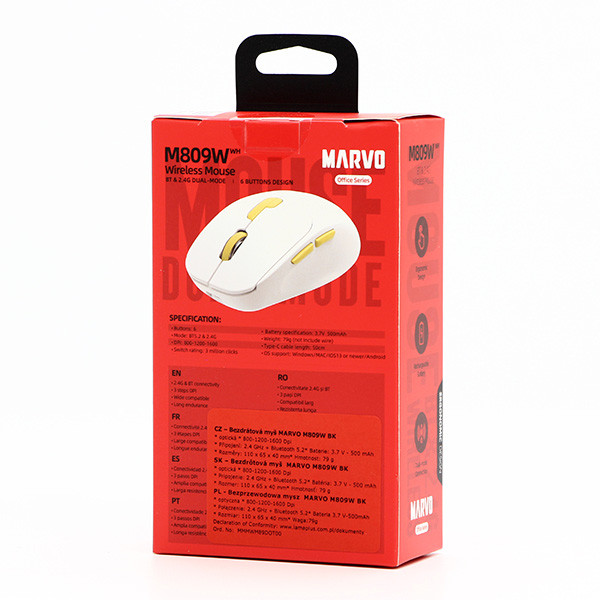 Marvo M809W Myš bezdrátová, bílá, 1600DPI