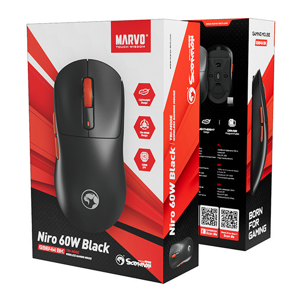 Marvo NIRO 60 Myš černá, 12000DPI, Tri-Mode
