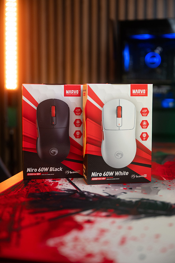 Marvo NIRO 60 Myš bílá, 12000DPI, Tri-Mode