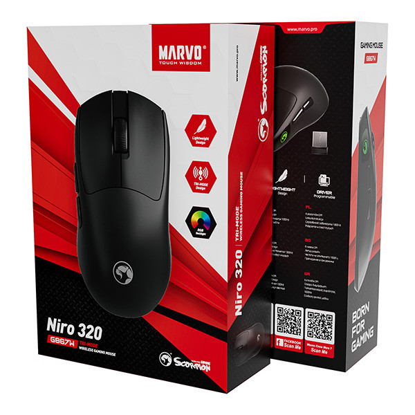 Marvo NIRO 320 Myš černá, 8000DPI, Tri-Mode