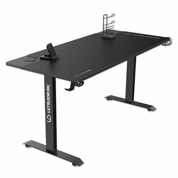 ULTRADESK Herní stůl MOMENTUM - Black, 152,5x70 cm, 75,5 cm, s XXL podložkou pod myš, držák sluchátek, nápojů, mobilu