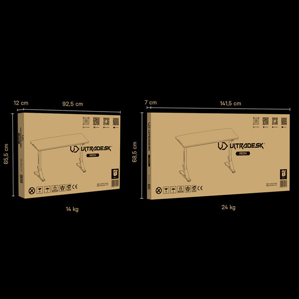 ULTRADESK Herní stůl IRON WHITE, 132,5x60,5 cm, 71-81  cm, mechanicky nastavitelná výška,RGB podsvícení