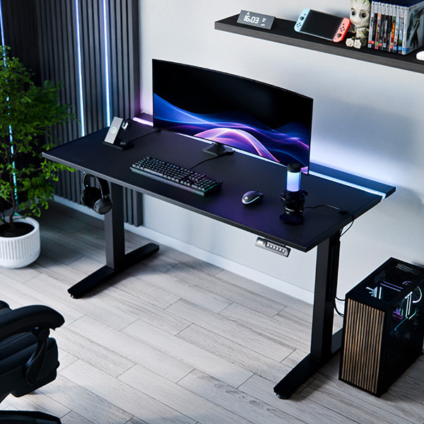 ULTRADESK Herní stůl VORTEX, 140,5x70cm, 72-122cm, bílý