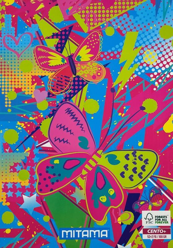 Sešit "Fantasy colours", A4+, linkovaný, 52+2 listů, motýl, MITAMA 62163-90035