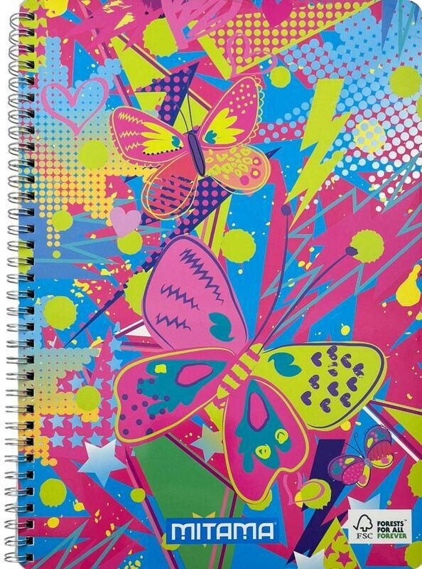 Spirálový sešit "Fantasy colours", A4+, linkovaný, 60 listů, motýl, MITAMA 62620-90064