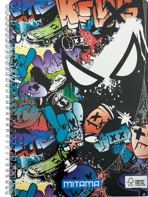 Spirálový sešit "Fantasy colours", A4+, linkovaný, 60 listů, skate, MITAMA 62620-90067