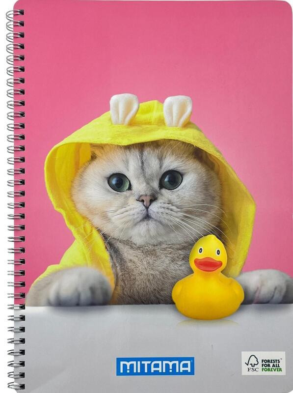 Spirálový sešit "Fantasy colours", A4+, linkovaný, 60 listů, kočka, MITAMA 62620-90070