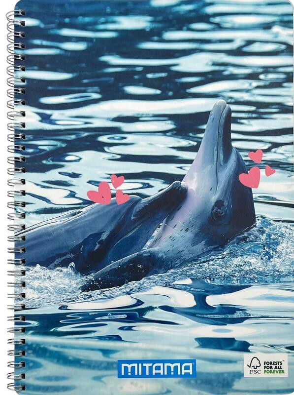 Spirálový sešit "Fantasy colours", A4, linkovaný, 60 listů, delfín, MITAMA 62620-90072