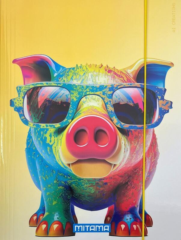 Desky s gumičkou "Animal", prasátko, MITAMA 62730-90086