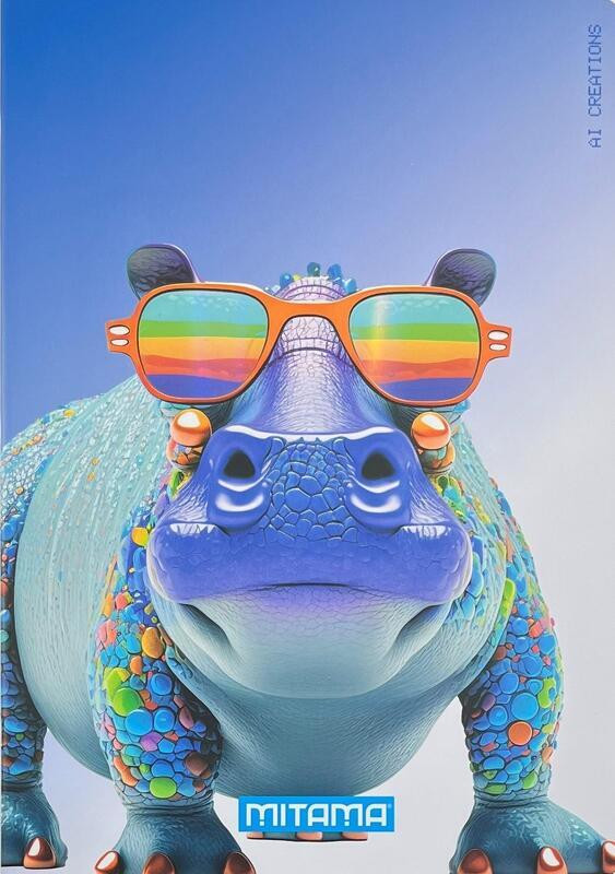 Sešit "Animal", A4, čtverečkovaný, 40+2 listů, hroch, MITAMA 62732-90096