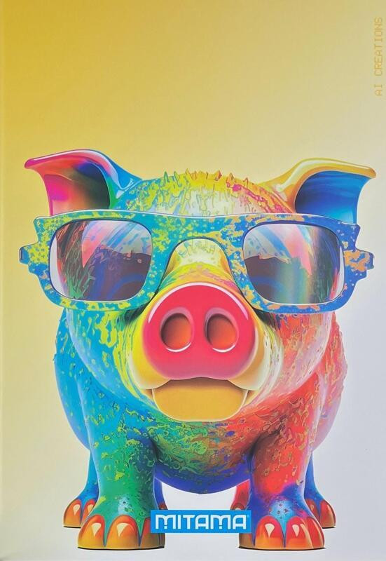 Sešit "Animal", A4, linkovaný s okraji, 40+2 listů, prasátko, MITAMA 62744-90113