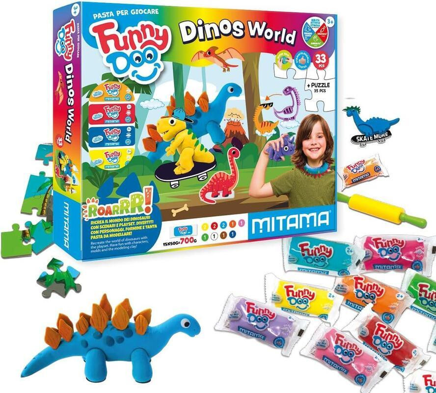 Modelína FUNNY DOO, sada "Dinos“, + formy + nástroje, MITAMA 63855