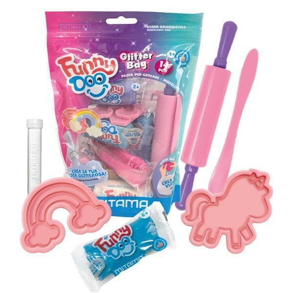 Modelína FUNNY DOO, sada „Glitter bag“, + formy + nástroje, MITAMA 63864