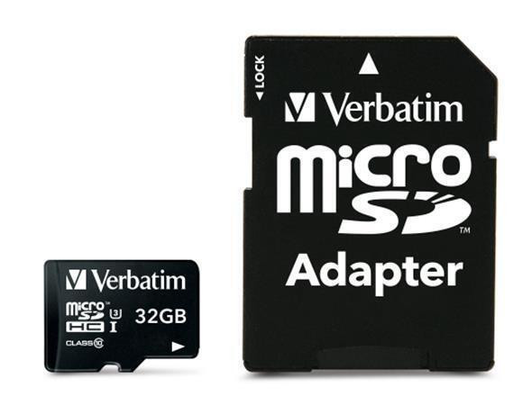 Paměťová karta "PRO", microSDHC, 32GB, CL10/U3, 90/45 MB/s, adaptér, VERBATIM
