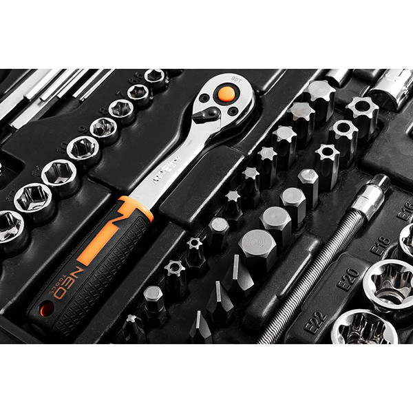 Sada nářadí a nástrčných hlavic, 10-078, 233 ks, Neo Tools