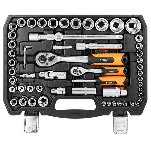 Sada nástrčných klíčů, 10-212, 108 ks, velikost 1/4 a 1/2, kufřík,, NEO TOOLS