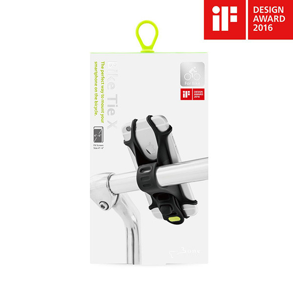 Držák mobilu Bone Bike Tie X, na kolo, nastavitelná velikost, černý, 4-6", silikon, k připevnění na řídítka, černá