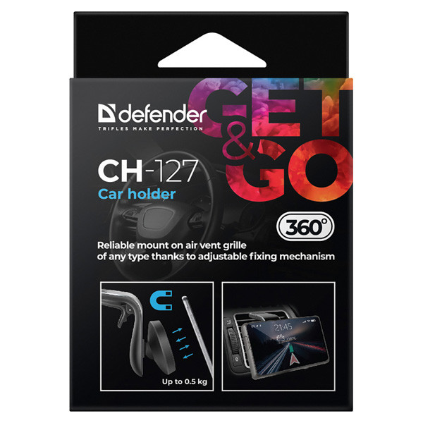 Magnetický držák mobilu CH-127 Defender do auta, ventGrip, černo-stříbrný, plast, do ventilace, černo-stříbrná, mobil