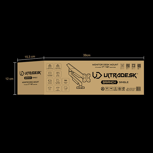 ULTRADESK SWORD Single Polohovatelný držák pro monitor, černý, 12KG, 17"-40"